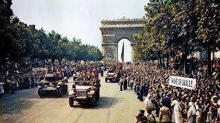 American Troops Liberate Paris  WW2 Film From 1944 HD and Color [upl. by Ragg]