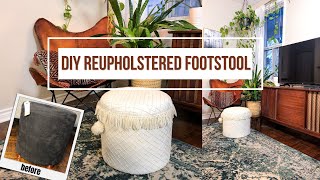 No Sew DIY Reupholstered Footstool [upl. by Enitsirt]