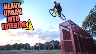 HEAVY URBAN MTB FREERIDE AND RIDING NEW BIKE PARK FEATURES [upl. by Whitaker]