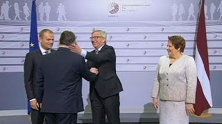 Here comes the dictator Junckers cheeky welcome for Hungarian PM [upl. by Morganne]