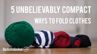 5 AMAZINGLY Compact Ways to Fold Clothes for Packing [upl. by Edualc]