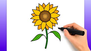 Cómo Dibujar Un Girasol  Fácil Tutorial De Dibujo Paso A Paso [upl. by Eenal719]