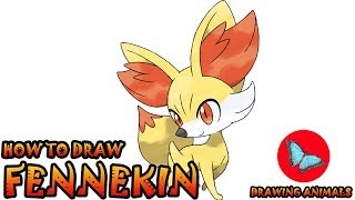 How To Draw Fennekin Pokemon  Drawing Animals [upl. by Canty918]