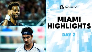 Monfils Faces Lajovic Sonego AugerAliassime In Action  Miami 2024 Day 2 HIghlights [upl. by Tuckie974]