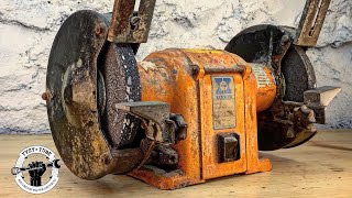 Rusty and Broken Bench Grinder  Awesome Restoration [upl. by Aidnis939]