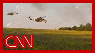 Watch Ukraine helicopters assault Russian position [upl. by Ecnerwaled293]