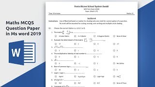 how to create Multiple choice question paper for mathematics in Ms word 2019 [upl. by Ardnola]