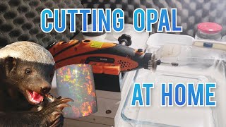 How to cut Opal with Dremel  Low Budget Cabbing Station [upl. by Ayvid849]