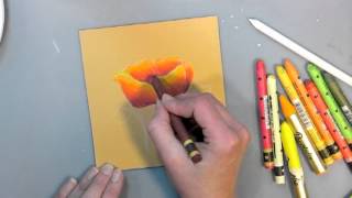 How to Paint a Poppy with watercolor crayons tutorial [upl. by Posehn]