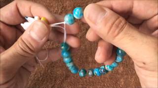 一番丈夫で切れないやり方！！パワーストーンのゴム交換 Rubber exchange of bead bracelet Tutorial [upl. by Hildy]