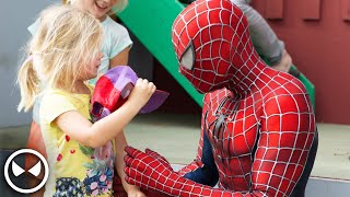 SpiderMan Surprises 400 Kids  Movie Costume with Muscle Suit [upl. by Eceinal]