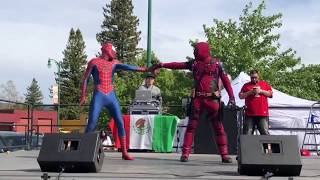 Deadpool amp SpiderMan Dancing Up A Storm Presented by Costume Replica Cave amp IG auxiliarydance [upl. by Zerep44]