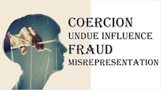 Coercion Undue Influence Fraud Misrepresentation  Indian Contract Act 1872  Law Guru [upl. by Yasu]