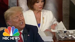 Video Shows Nancy Pelosi Ripping Trumps Speech In Preparation For Tearing It In Half  NBC News [upl. by Novelc]