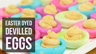 Easter Dyed Devilled Eggs  Easy Springtime Potluck Recipe by Forkly [upl. by Aborn986]