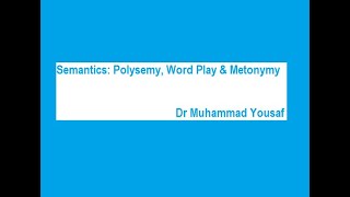 Semantics Polysemy Word Play amp Metonymy [upl. by Aisital689]