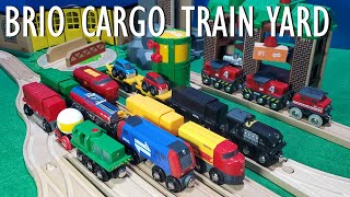 BRIO Wooden Trains Cargo Railway Yard  BRIO Train Video [upl. by Anayi]