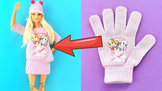 DIY Barbie CLOTHES with Socks and Glove  Best Barbie Clothes Tutorial [upl. by Eseryt]