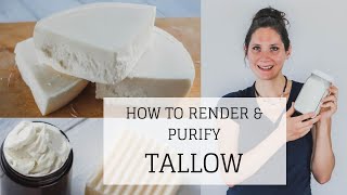 How to Render and Purify Tallow  ODORLESS WHITE WET METHOD  Bumblebee Apothecary [upl. by Orran]