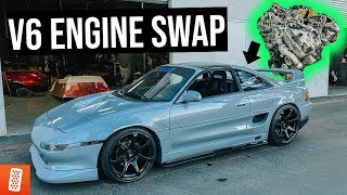 Replacing the V6 MR2s Blown Engine in 21 minutes 2GRFE [upl. by Eiramanel]