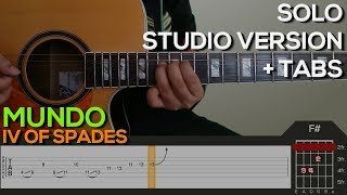 IV of Spades  Mundo SOLO Studio Version Guitar Tutorial with TABS on SCREEN [upl. by Ahsekyw]