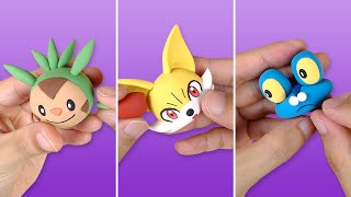 Pokémon Clay Art 6th Generation Pokemon Starters Chespin  Fennekin  Froakie [upl. by Aligna465]