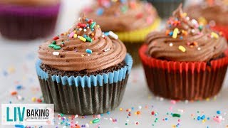 Simple GlutenFree Chocolate Cupcakes  Liv Baking [upl. by Ronal]