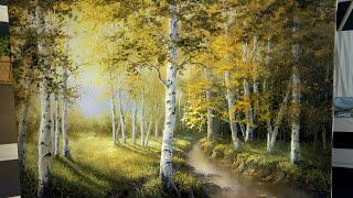 Birch Tree Shadows  Paint with Kevin ®  Painting Demo [upl. by Ranna]