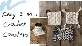 Easy 3in1 Crochet Coasters [upl. by Alvita913]