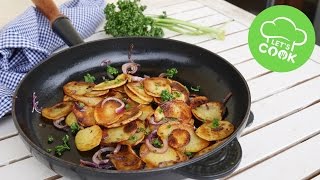 Bratkartoffeln zubereiten  So werden sie IMMER knusprig  aus rohen Kartoffeln  Veggie Wednesday [upl. by Negah665]