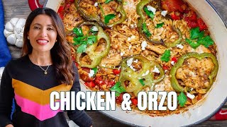 Easy Onepot Chicken and Orzo  The Mediterranean Dish [upl. by Angelo]