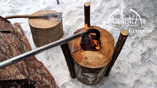 Heating а Tent with a Log Torch [upl. by Jariah]