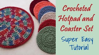 CROCHET Easy Hot Pad and Coasters Set  Suited for Beginners [upl. by Spense]