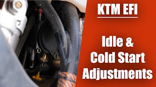 Idle amp Cold Start Screw adjustment howto  late model KTM EXC dirt bikes with EFI systems [upl. by Peirsen]