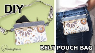 DIY BELT POUCH BAG  Easy Waist Bag Fanny Pack Tutorial sewingtimes [upl. by Eixam]