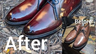 Custom Shoe Patina Tutorial Taking Allen Edmonds Chukka Boot from Tan to Oxblood with mirror shine [upl. by Toms]