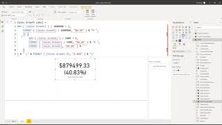 Show Growth Value and Percentage in one Power BI Card visual [upl. by Amek]