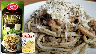 CREAMY TUNA PESTO PASTA EASY RECIPEHOW TO COOKPANLASANG PINOY [upl. by Ahsikar356]