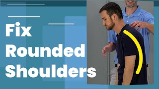 5 Exercises To Fix Rounded Shoulders Posture Long Term Fix [upl. by Ennael]