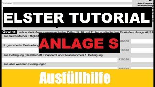 Anlage S Selbstständige  Steuererklärung selber machen  ELSTER Tutorial  Erklärung [upl. by Derwon]