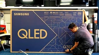 85quot Samsung Q70T Unboxing Setup and 4K Demo Videos 4K HDR QLED TV [upl. by Macegan]