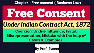 Free Consent Indian Contract Act  Free Consent Business Law  Free Consent  CA Foundationin Hindi [upl. by Schilit609]