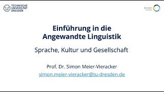 Einführung in die Angewandte Linguistik – Sprache Kultur und Gesellschaft [upl. by Legnaesoj]