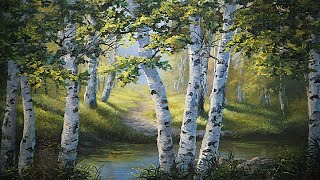 Trail Through the Birch Trees  Landscape Painting [upl. by Manard556]