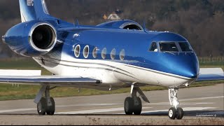 Gulfstream IV Landing at Bern Airport  NonStop Flight from USA [upl. by Woll324]