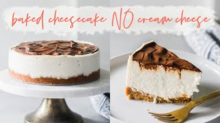 BAKED CHEESECAKE WITHOUT CREAM CHEESE EGGLESS  Eggless Baked Yogurt Cheesecake Recipe [upl. by Ahsinit]