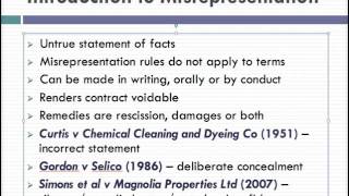 Misrepresentation Lecture 1 of 4 [upl. by Godfree]