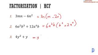 Factorization by HCF  Algebra [upl. by Welford157]