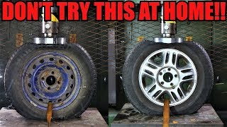 STEEL Vs ALLOY WHEELS Which One Is Stronger Hydraulic Press Test [upl. by Jourdain]