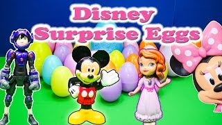 Opening Surprise Eggs with Mickey Mouse and Princess Friends [upl. by Moreland]